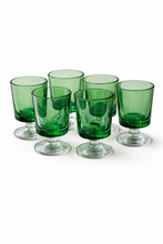Load image into Gallery viewer, Vintage grønne snaps-/likørglass – 6 stk