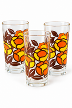 Load image into Gallery viewer, 3 retroglass med blomstermønster
