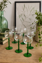 Load image into Gallery viewer, 6 vintage stettglass med grønn stett
