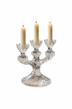 Load image into Gallery viewer, 3-armet vintage lysestake i klart glass

